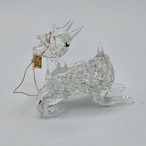 VINTAGE Clear Spun Glass Reindeer Shaped Christmas Tree Holiday Ornament